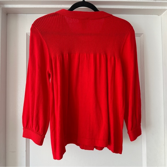 Kim Rogers Sweater Womens M Medium Red Cardigan 3 Button 3 Quarter Sleeve - Picture 3 of 7